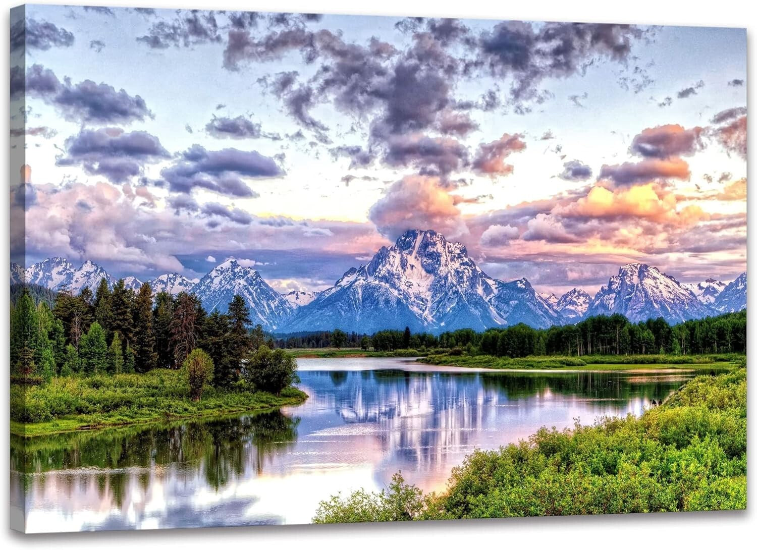 Breathtaking Oxbow Bend National Park Art - 16x24 Framed Canvas for Your Home