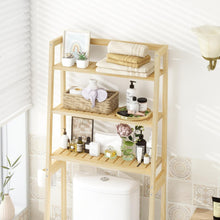 Load image into Gallery viewer, Freestanding Wooden Over-The-Toilet Rack with Adjustable Height &amp; Durable Design
