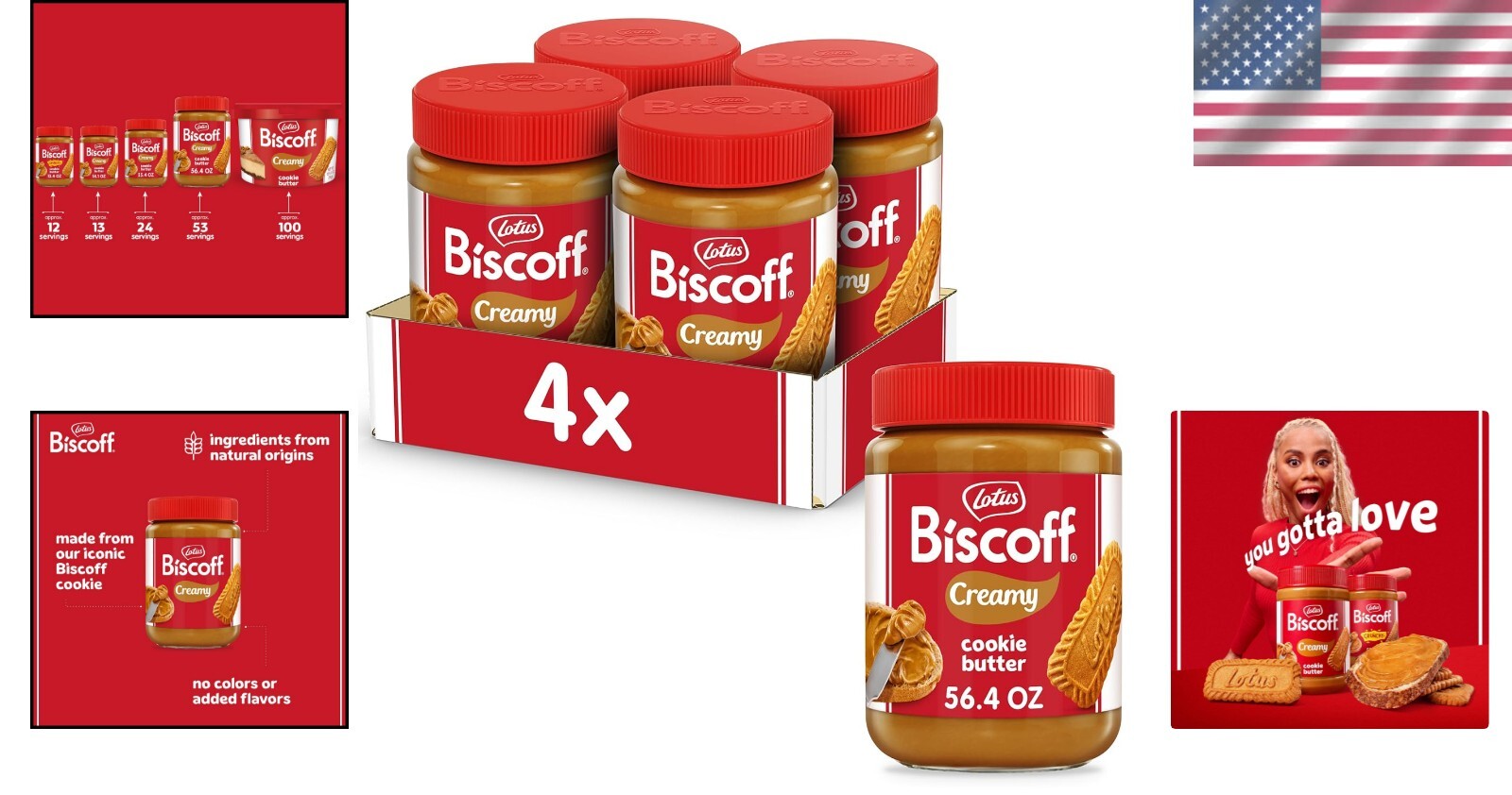 Irresistible Lotus Cookie Butter Spread - 4 Jars of 56.4oz Creamy Indulgence