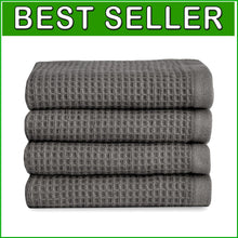 Load image into Gallery viewer, Ultra-Soft Waffle Washcloths 4-Pack - Quick Drying Cotton &amp; Bamboo Blend 13x13