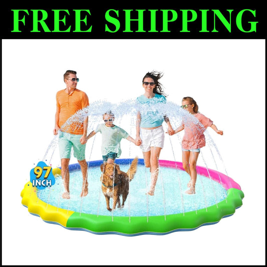 Colorful Splash Mat for Kids and Dogs - Non-Slip 97-Inch Water Party Fun