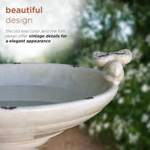 Load image into Gallery viewer, 25" Antique Ceramic Birdbath with Bird Figurines - Rustic Outdoor Décor