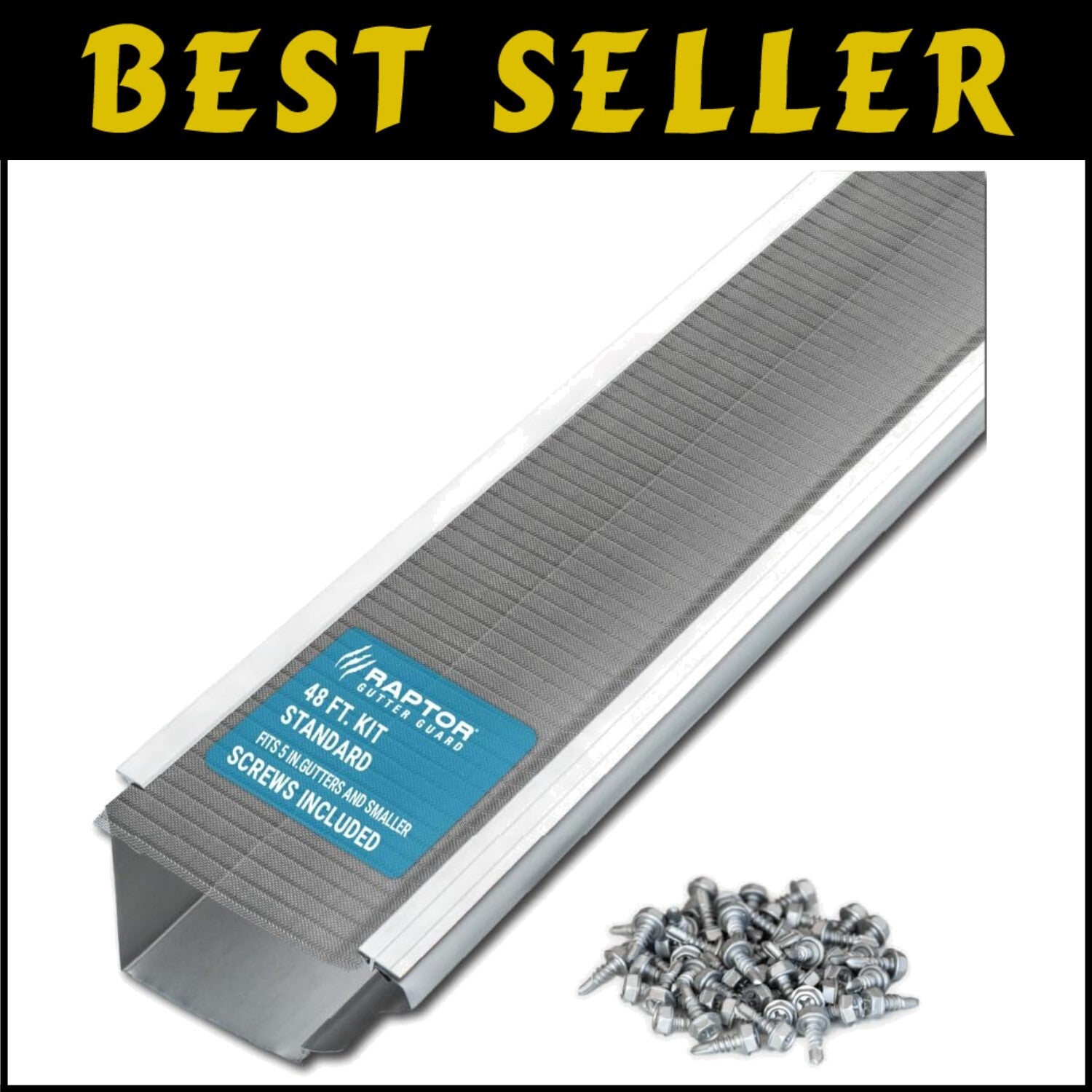 Durable 48 ft Gutter Guard Kit with Screws - Fits 5 in. Gutters, Easy Install