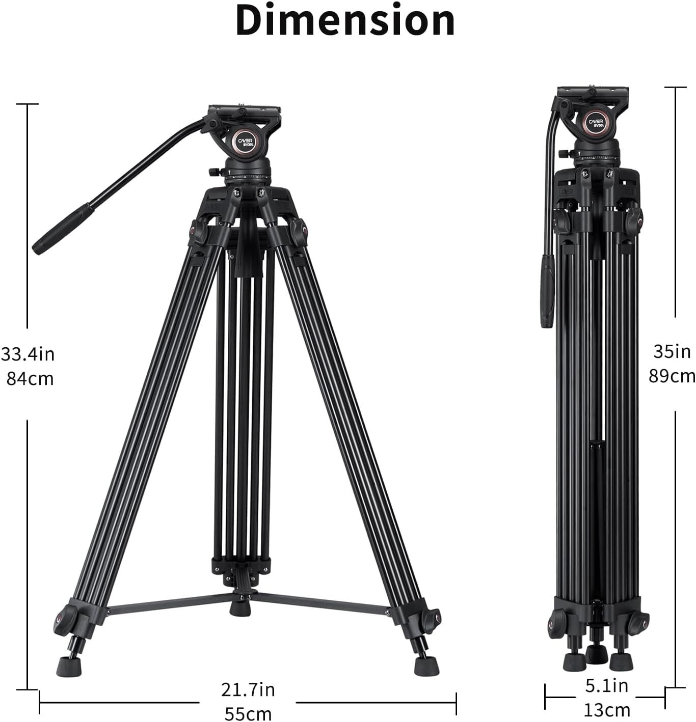 72" Heavy Duty Aluminum Video Tripod System with K3 Fluid Head & Quick Release