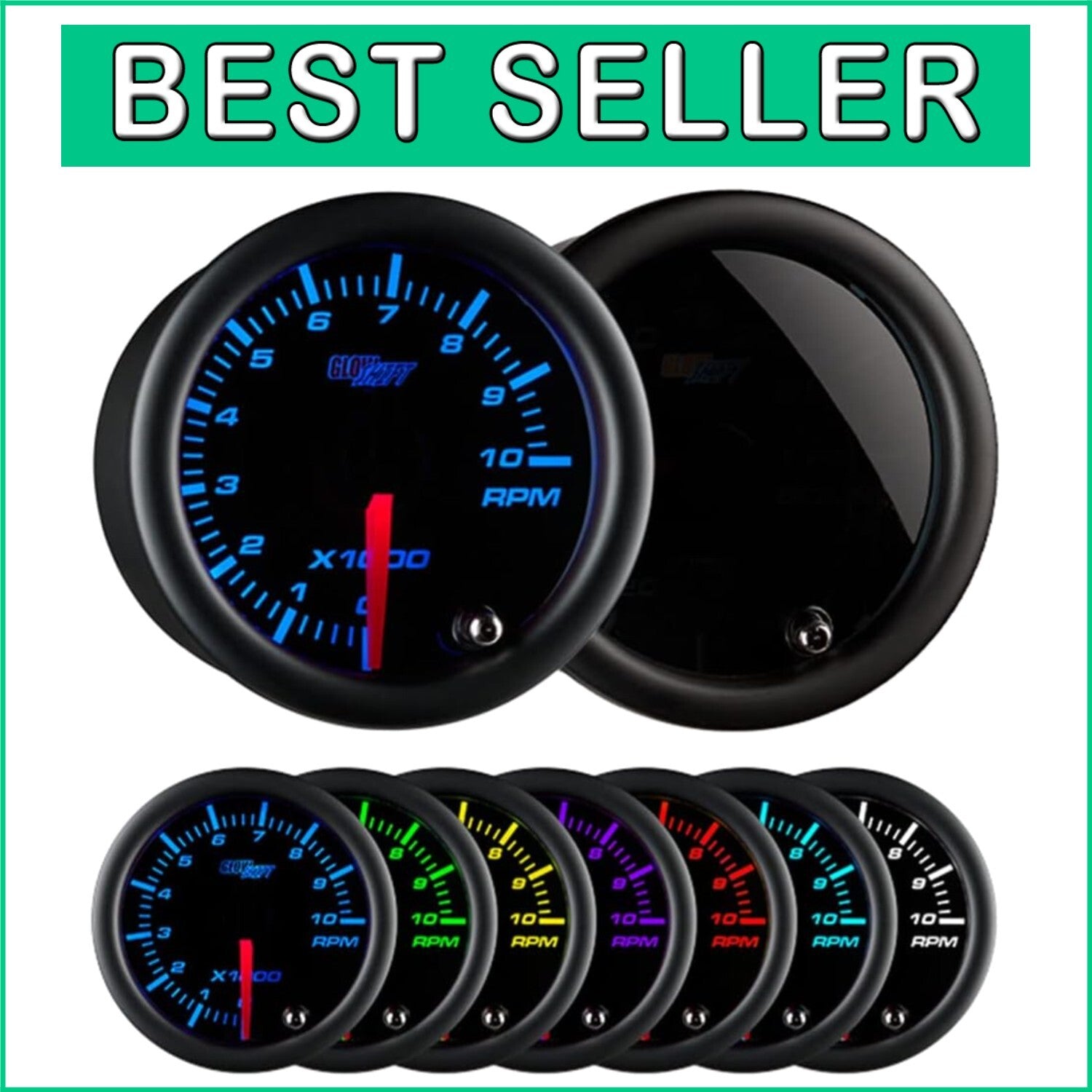 Customizable Tinted Tachometer Gauge with 10,000 RPM for Gas Engine Vehicles