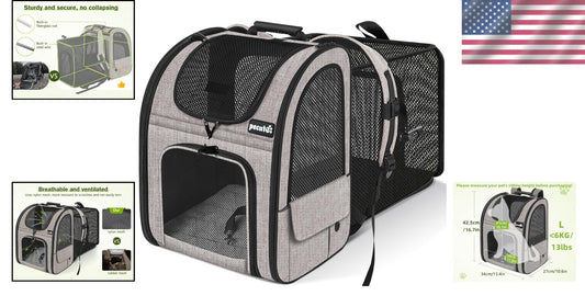 Stylish Expandable Pet Backpack with 4 Entrances for Easy Access & Ventilation