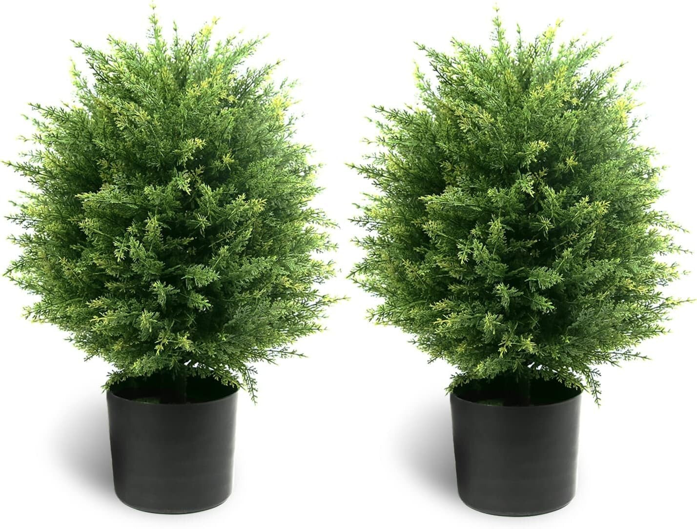Decorative 19.7” Topiary Ball Tree Set - Weighted Pots & UV Protection Included