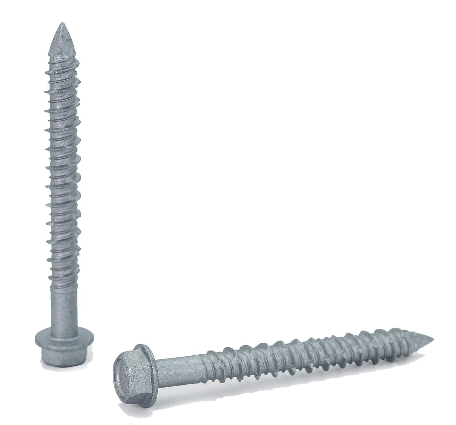 1/4" x 2-1/4" 410 Stainless Steel Hex Concrete Screws with Drill Bit - 50 Pack