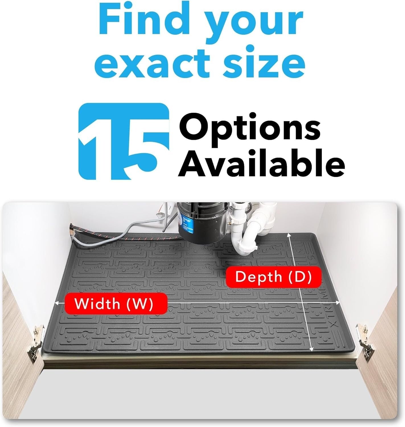 Stain-Resistant Flexible Under Sink Mat - 34" x 22" Drip Tray for Cabinets