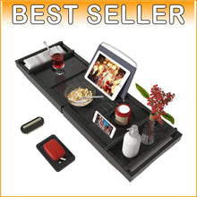 Load image into Gallery viewer, Modern Bamboo Bath Tray - Adjustable Organizer for Drinks &amp; Bath Essentials