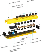 Load image into Gallery viewer, Versatile 6-Outlet Power Strip with USB &amp; Individual Controls for Home or Garage