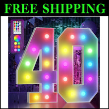 Load image into Gallery viewer, Vibrant 4FT Light-Up Marquee Number 40 for Unforgettable Birthday Celebrations