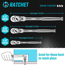 Load image into Gallery viewer, Pro-Grade Flex-Head Ratchet Set - 180° Pivot, Quick-Release Ratcheting Tools