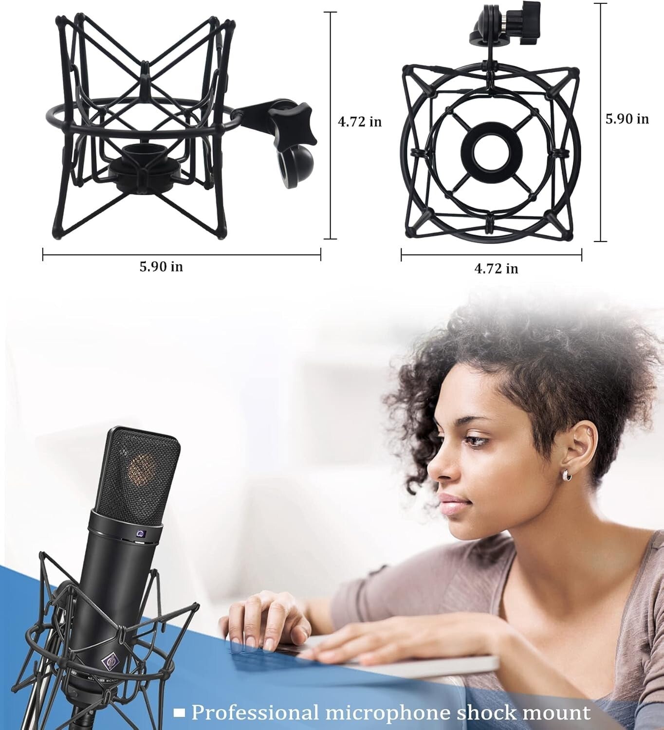 Versatile Shockmount Stand for Neumann Microphones - 5/8"-3/8" Adaptor Included