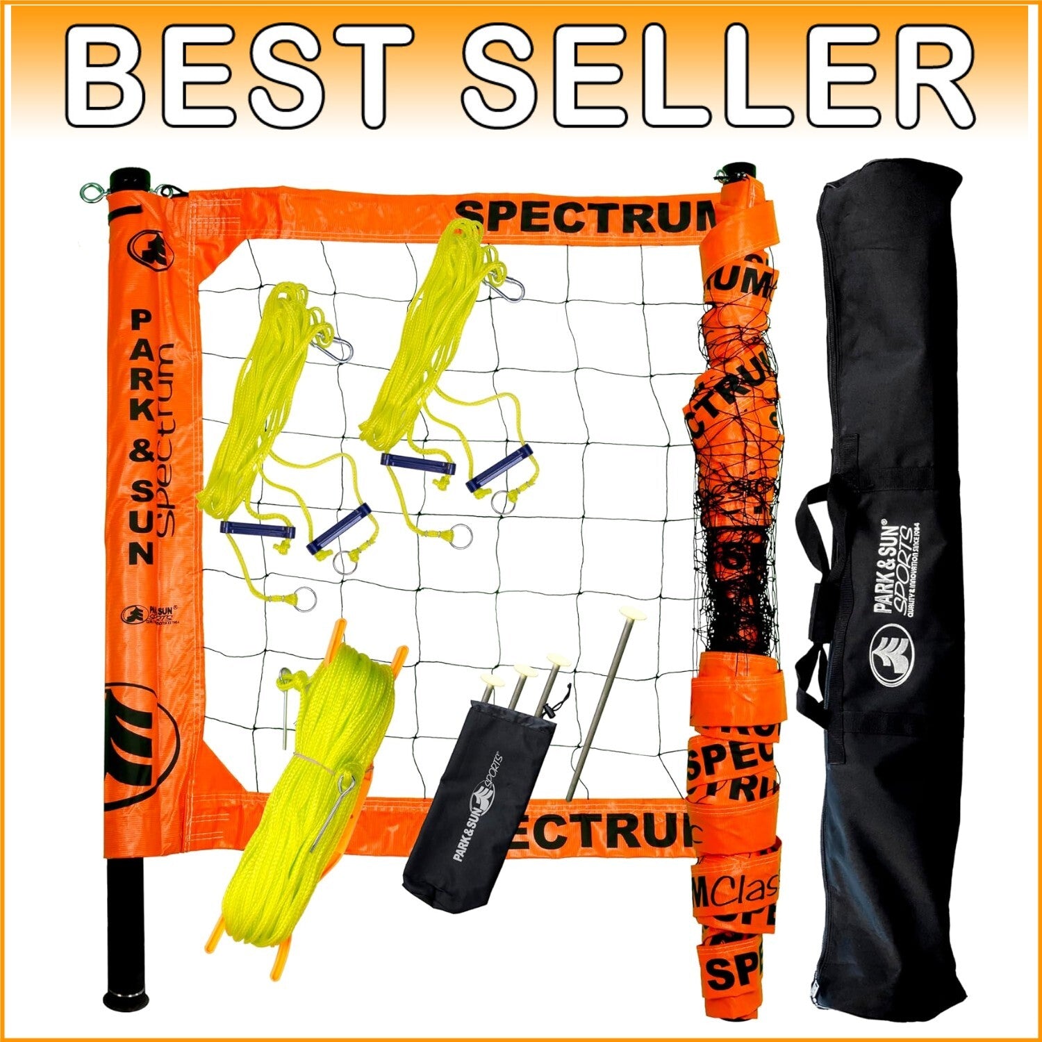 Durable Aluminum Outdoor Volleyball Net System with Ground Stakes - Easy Setup