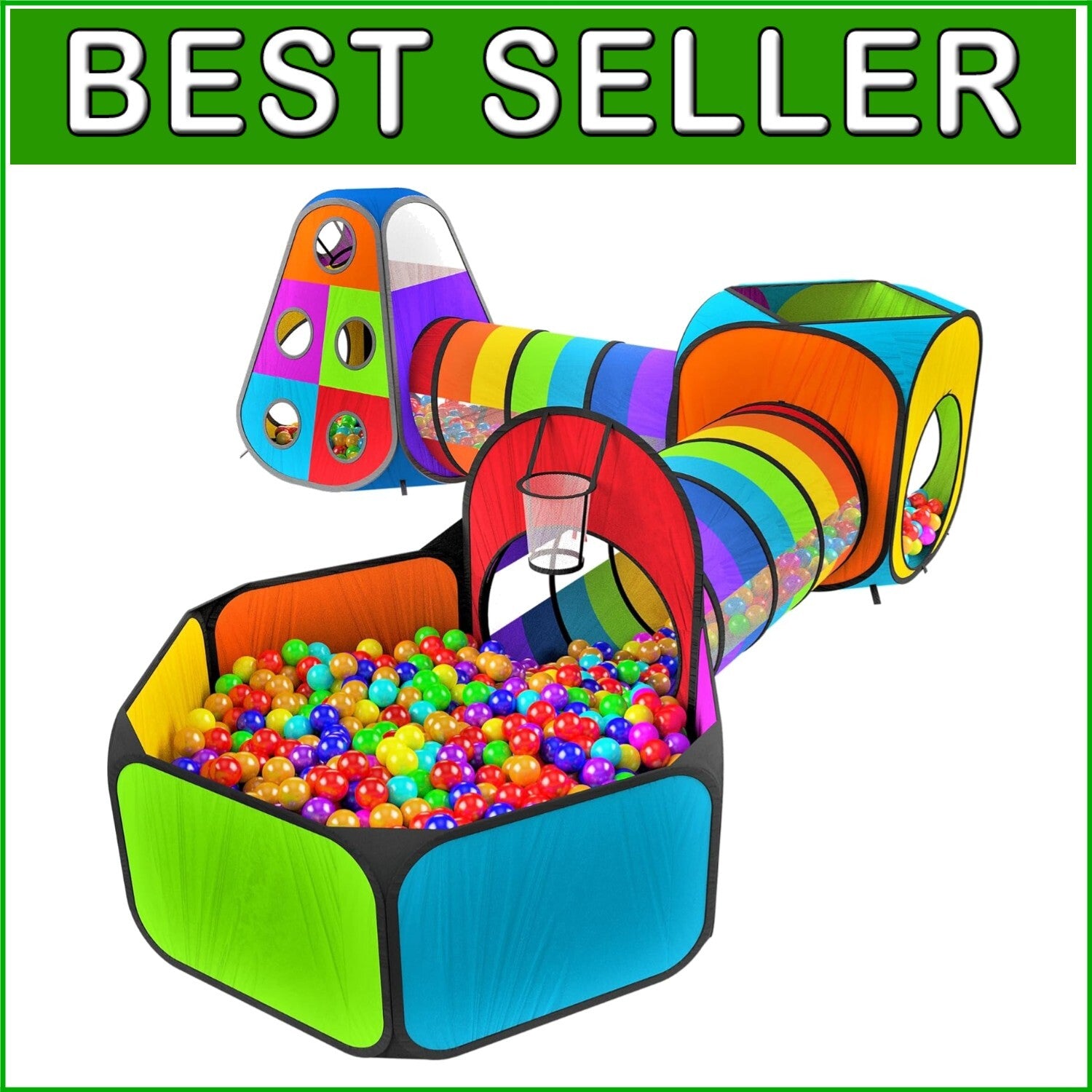 Durable 5pc Indoor/Outdoor Kids Play Tents with Crawling Tunnels & Ball Pit