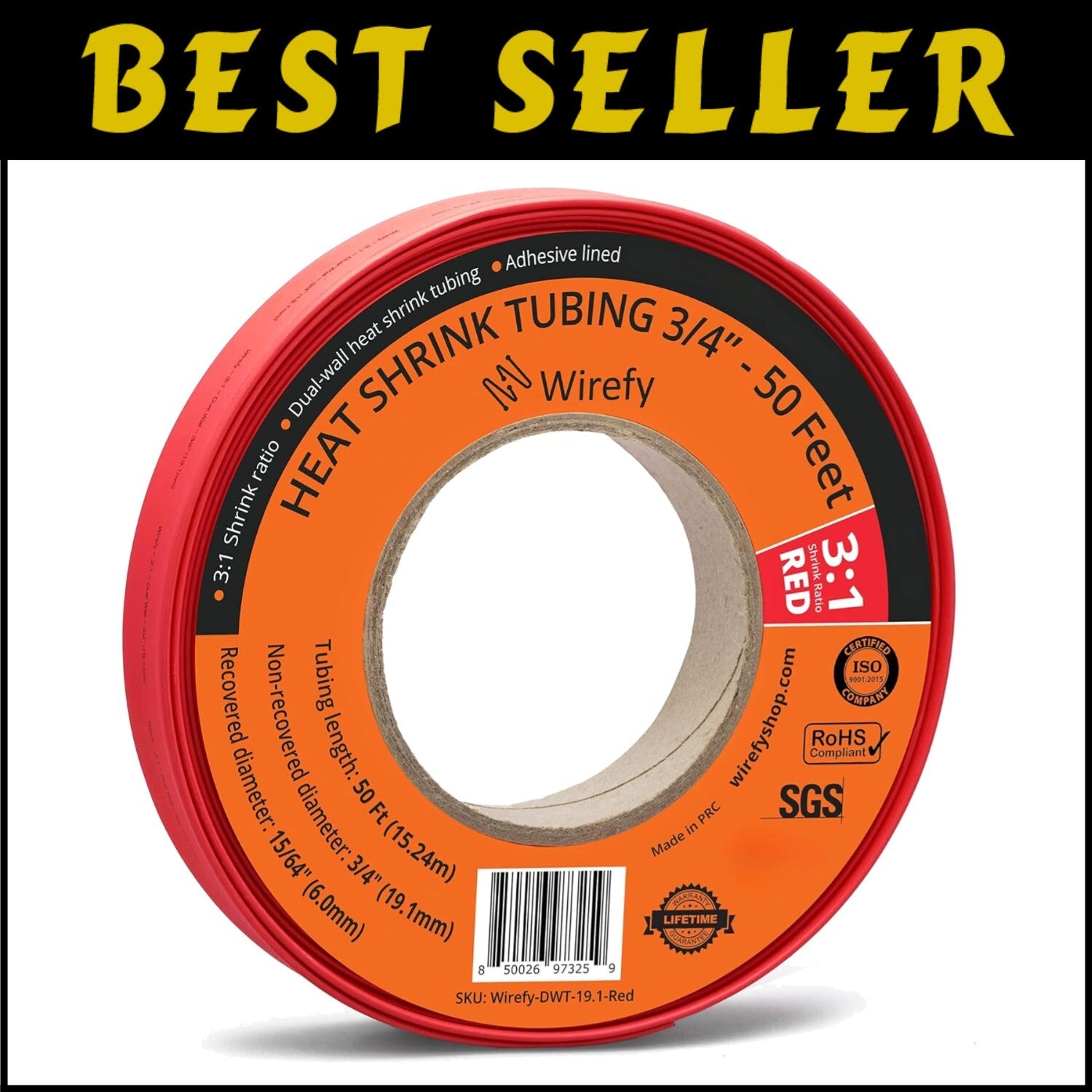 Industrial 3:1 Shrink Ratio Heat Shrink Tubing - Large Diameter, 50 Feet Roll