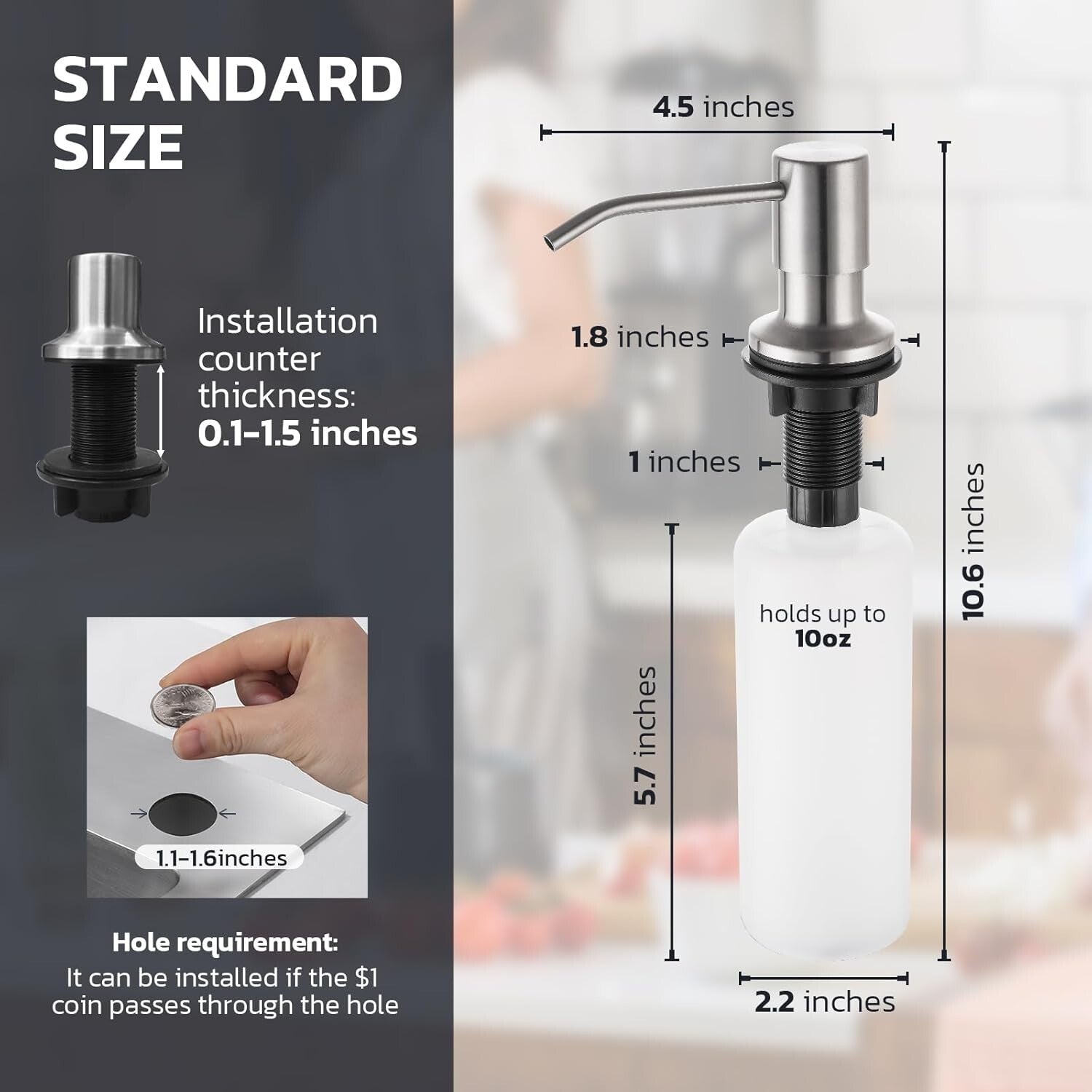 Dual Function Brushed Nickel Kitchen Faucet & Soap Dispenser - Modern Style