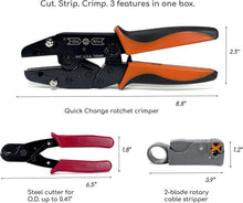 Load image into Gallery viewer, Professional 5-Dies RF Coax Quick Change Tool Kit: Crimper, Cutter, Stripper