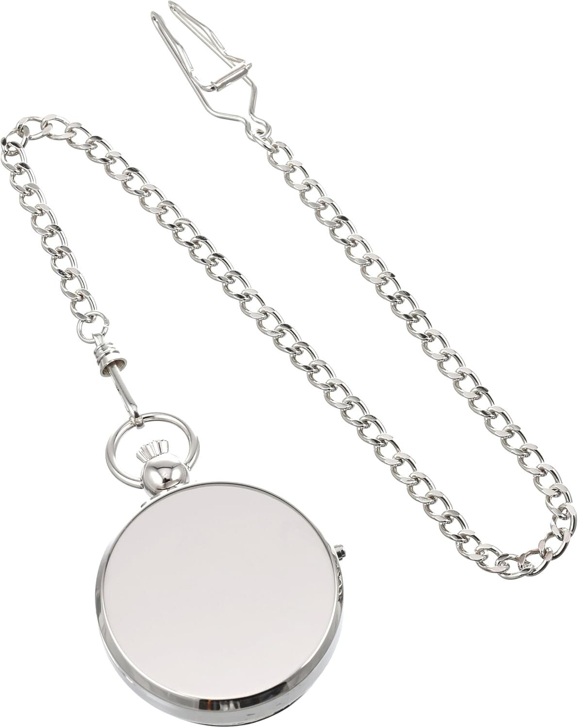 Luxury Chrome Finish 48mm Mechanical Pocket Watch with Photo Insert