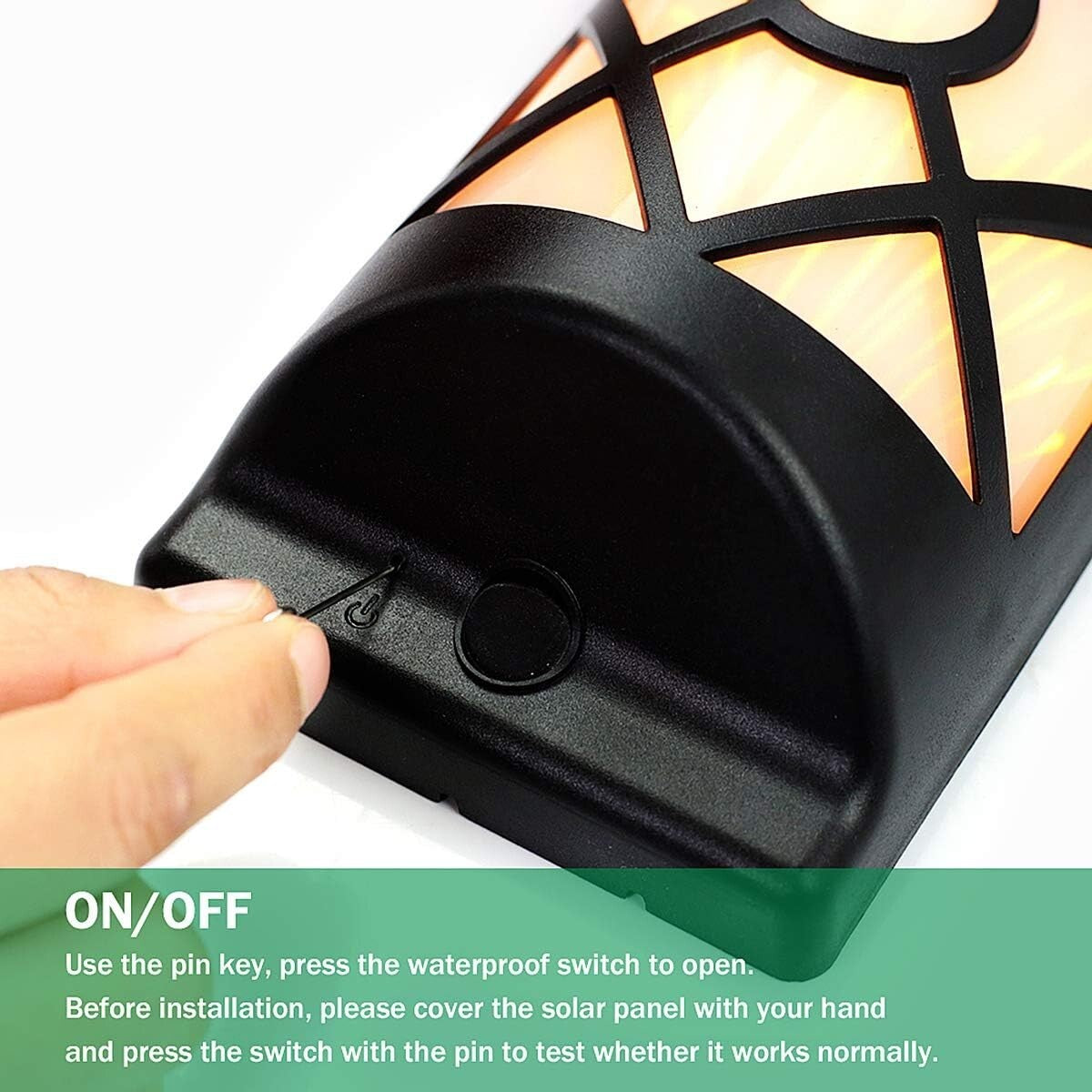 Realistic 3D Flickering Solar Flame Lights - 66 LEDs Outdoor Wall Lanterns