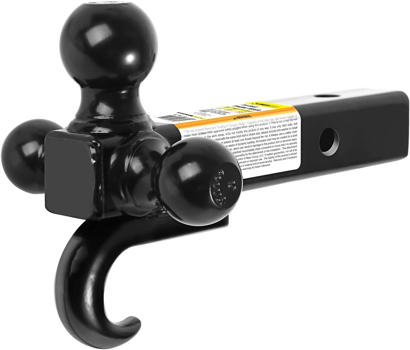 Durable Triple Ball Mount with 10,000 lbs Hook, Fits Class III and IV Receivers