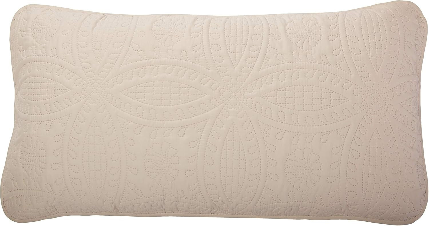 Elegant 3-Piece Ivory King Coverlet with Medallion Pattern - Year-Round Comfort