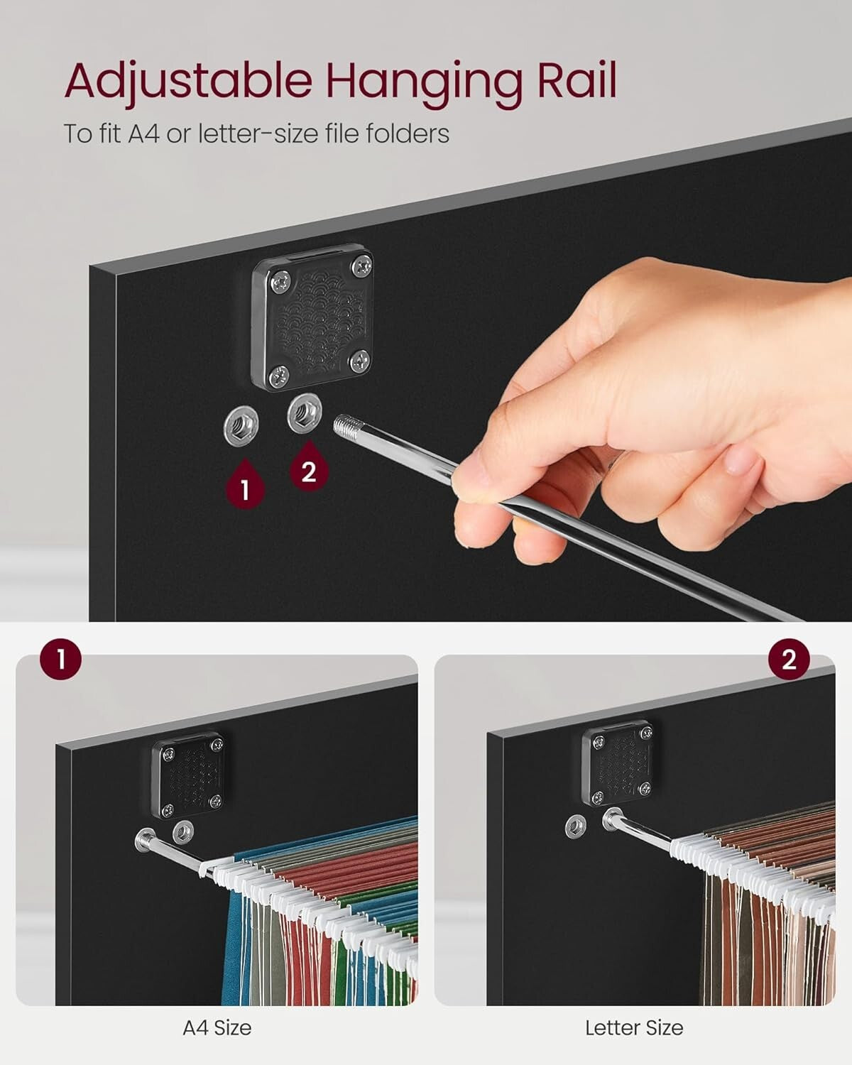 Stylish Ink Black Office Filing Cabinet with Lockable Drawers - Freestanding