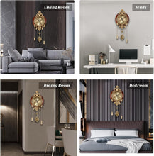 Load image into Gallery viewer, Stylish Brown Wall Clock with Pendulum – Silent, Battery Operated Elegance