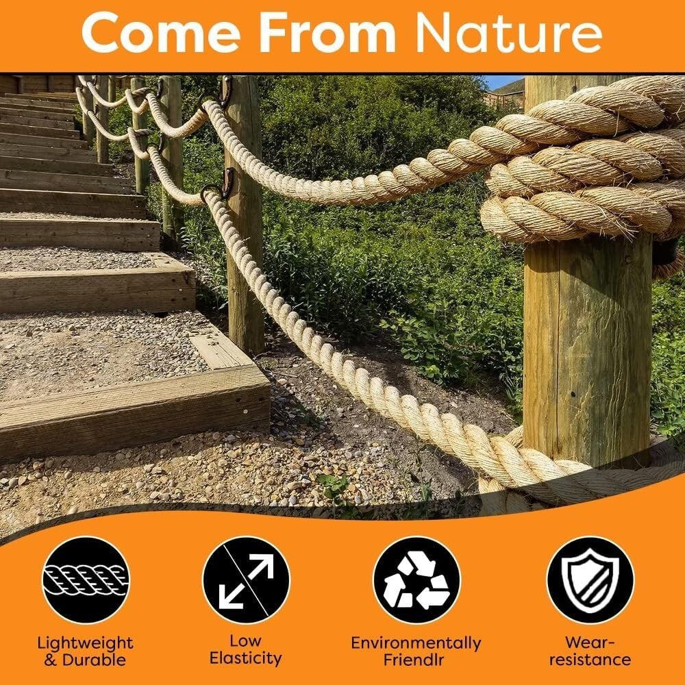 Multipurpose Twisted Sisal Rope 100 ft - Ideal for DIY, Crafts & Cats