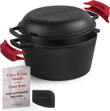 Load image into Gallery viewer, Versatile 5-Quart Cast Iron Dutch Oven with Dual Handles and Silicone Covers