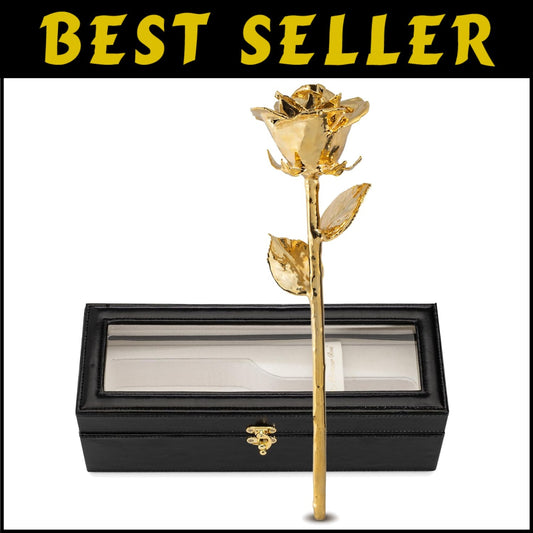 Elegant Leather Case with 24K Gold Dipped Real Rose - Perfect Keepsake Gift