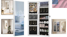 Load image into Gallery viewer, Polished Jewelry Armoire - 8 LED Lighted Full-Length Mirror Storage Solution