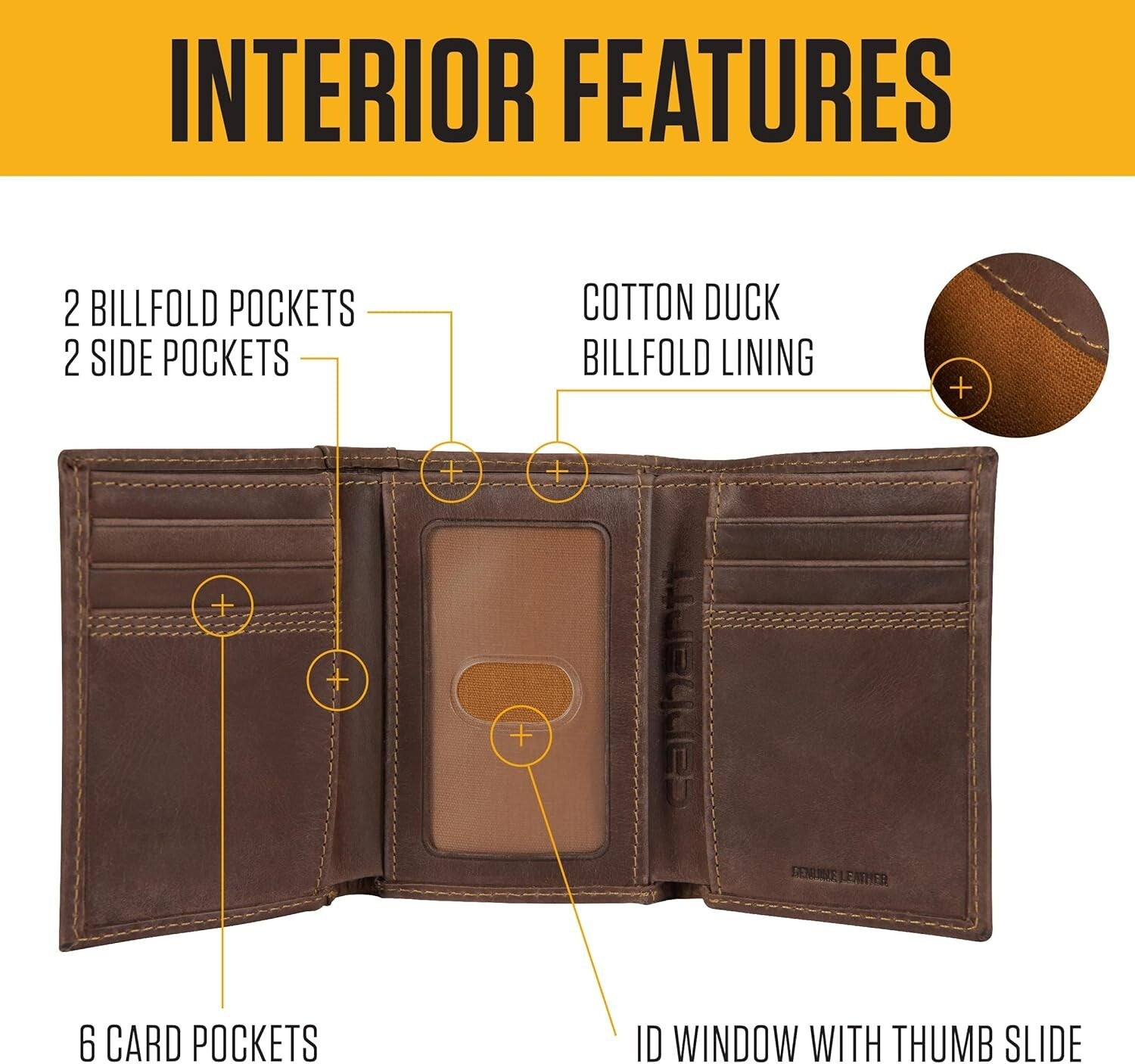 Elegant Brown Leather Trifold Wallet for Men - Organized & Durable Design