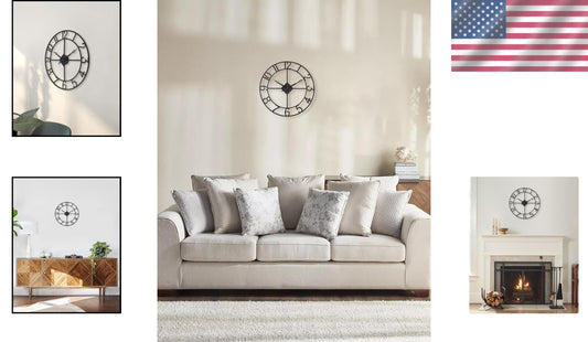 Large 18-Inch Battery Operated Silent Clock for Living Room, Kitchen & Patio