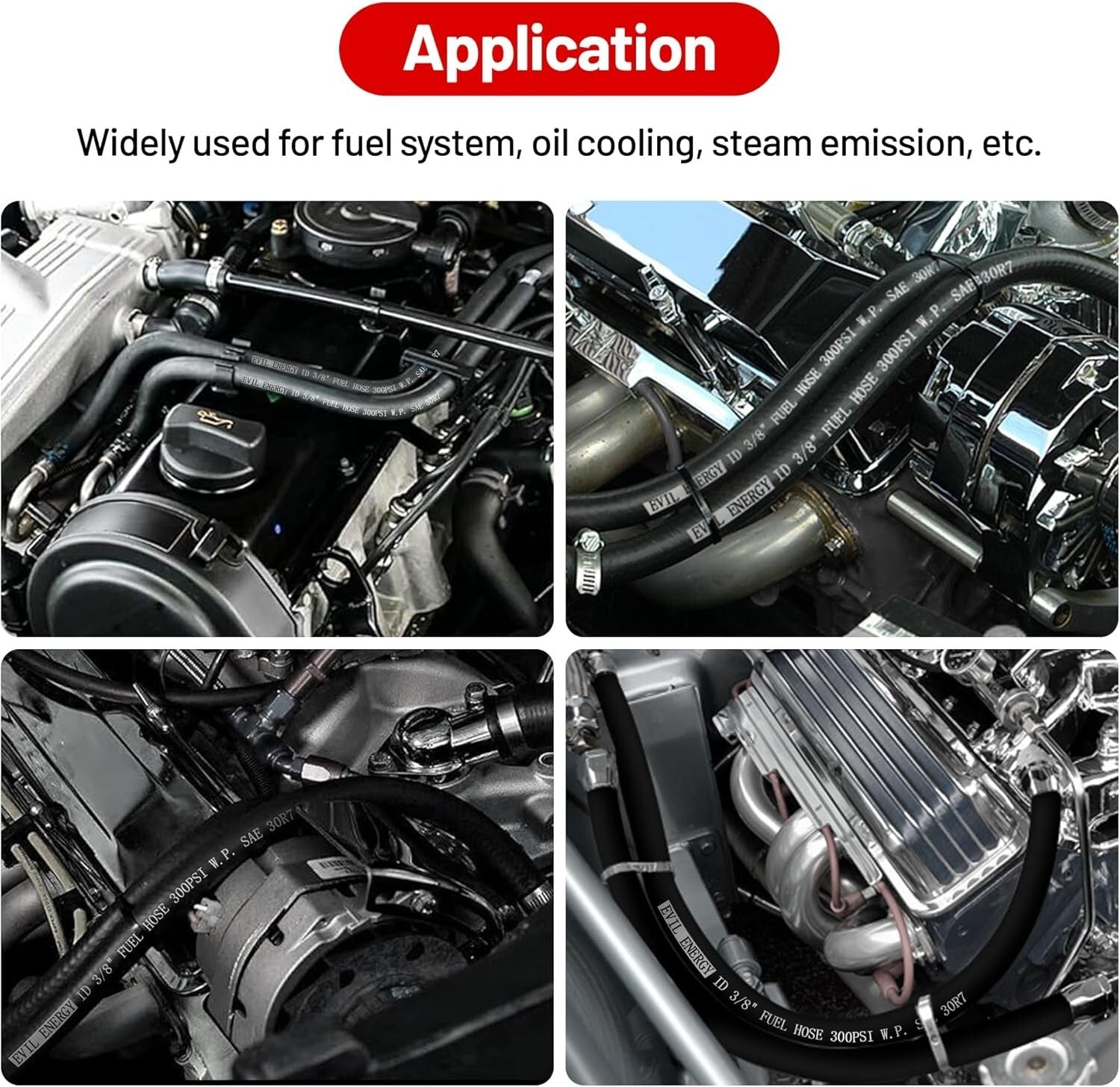 25FT 5/16'' Fuel Hose, 300 PSI Rated, NBR Rubber for High-Pressure Applications