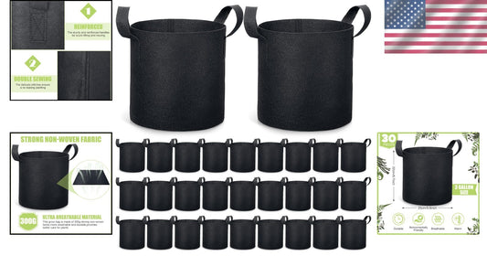 Aeration Fabric Pots 30-Pack 3 Gallon Garden Grow Bags - Resilient and Portable