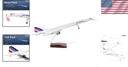 Lacquered 1:125 Concorde Diecast Model with Realistic Features - Perfect Gift
