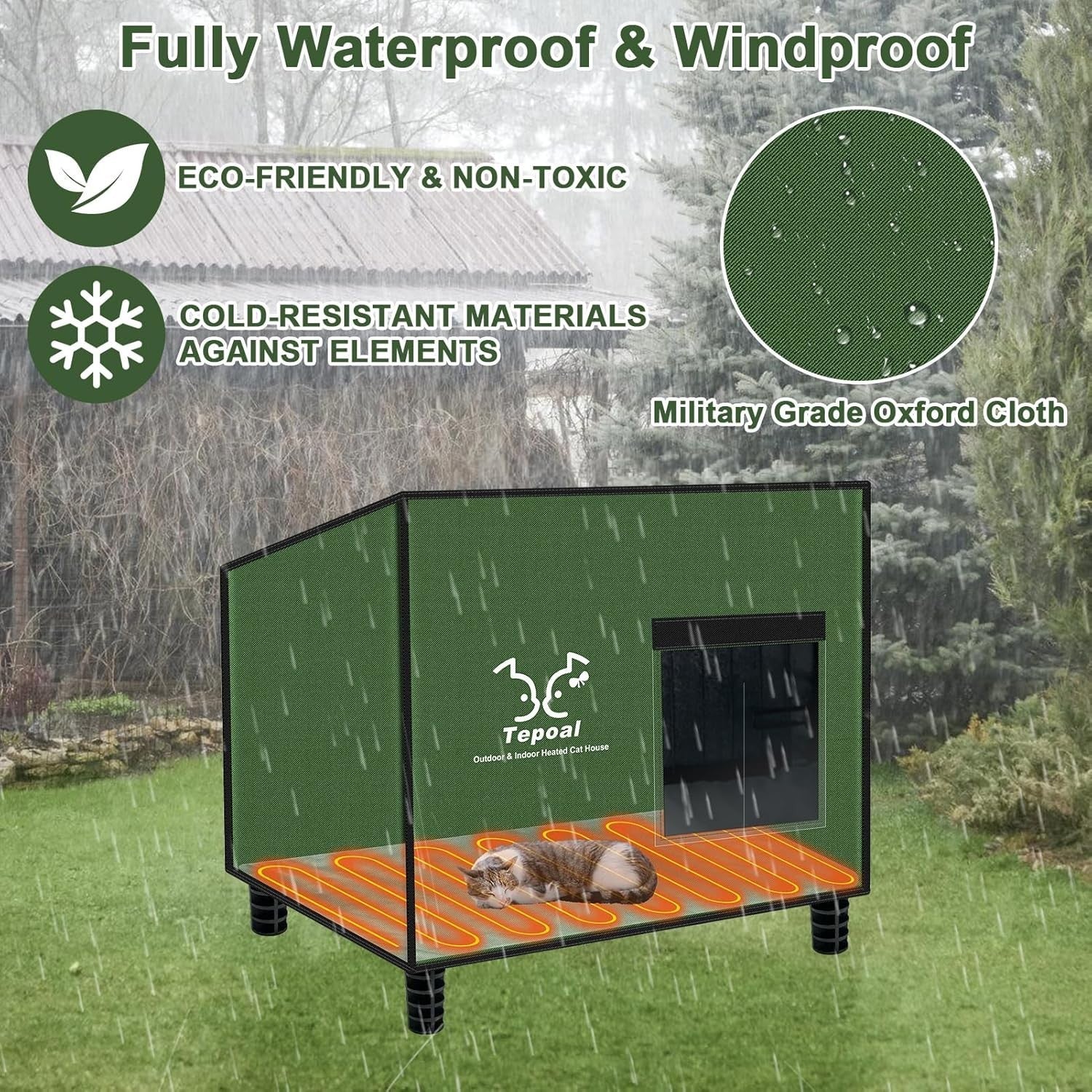 Indestructible Waterproof Cat House - Warm Shelter with Escape Door, 20x16x20
