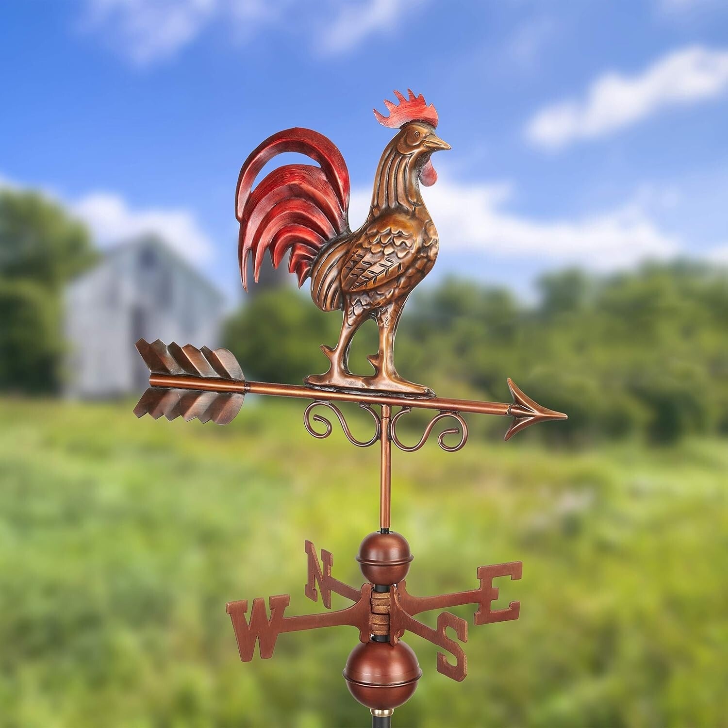 Durable Copper Weathervane in Red & Bronze Patina - Perfect for Small Roofs