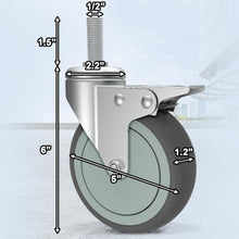 Load image into Gallery viewer, Set of 4 Long-Lasting 5 Inch Locking Casters - Ideal for Carts &amp; Equipment