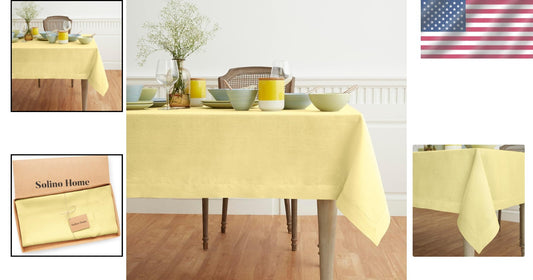 Handcrafted Yellow Linen Tablecloth 60 x 156 - Perfect for Mother's Day Dining