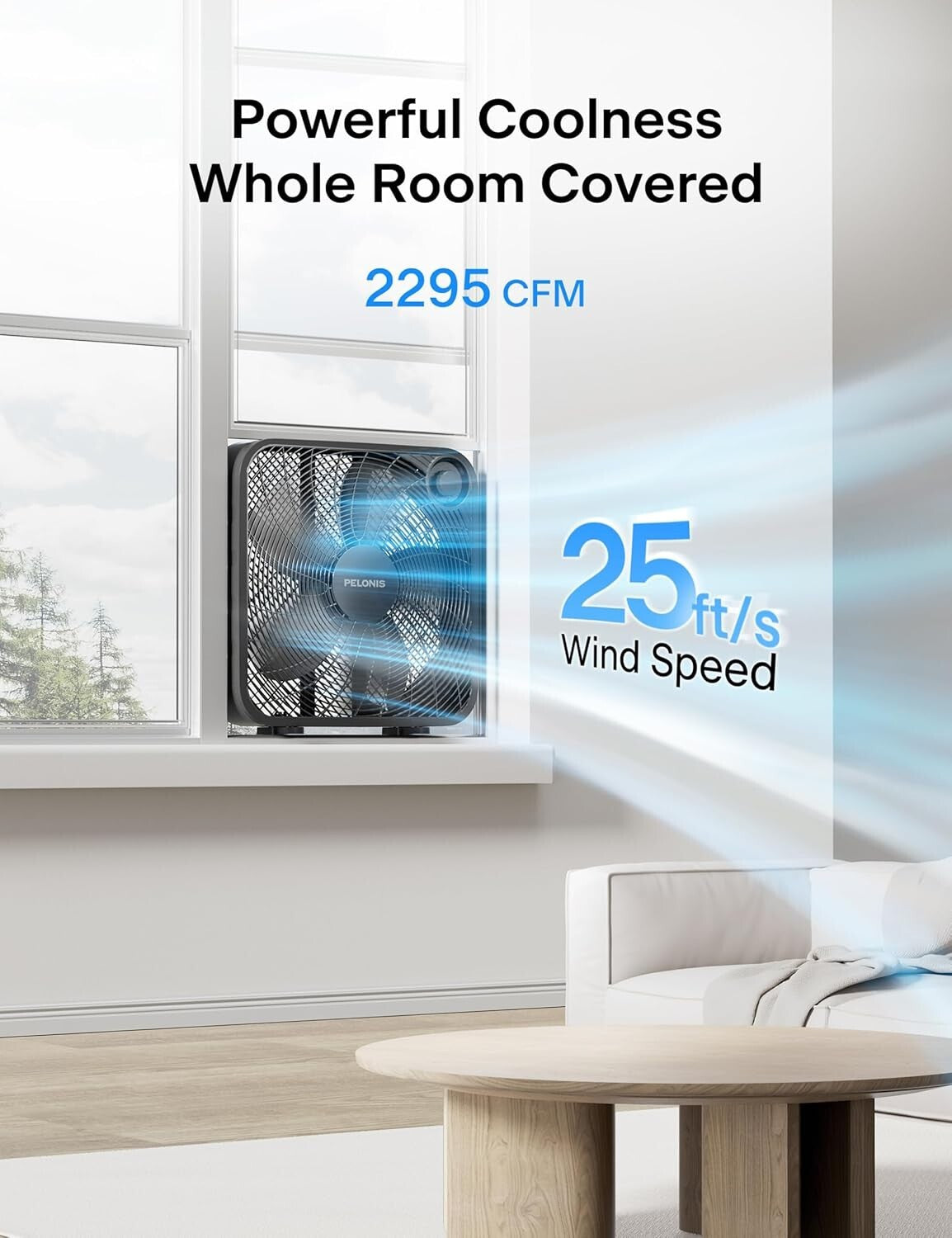 20 Inch Box Fan - Lightweight Portable Floor Fan with High Airflow 2295 CFM