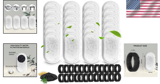 High-Efficiency Pet Water Fountain Filters with 24 Sponge Replacements Included