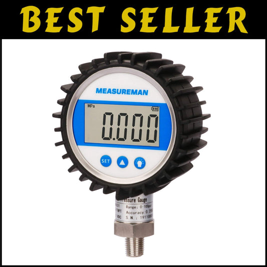 Compact and Reliable 3-1/8" Digital Pressure Gauge - Water, Air, Oil Measurement