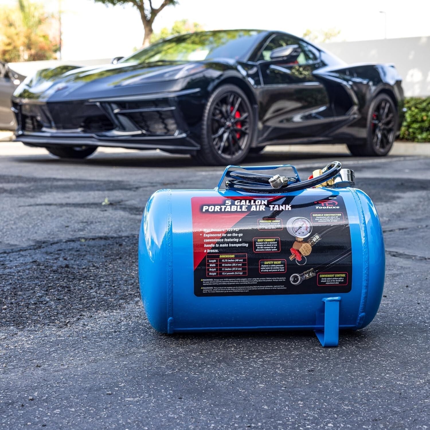 Versatile 40-Inch Hose Air Tank - 125 PSI, Ideal for Tire Inflation & Projects