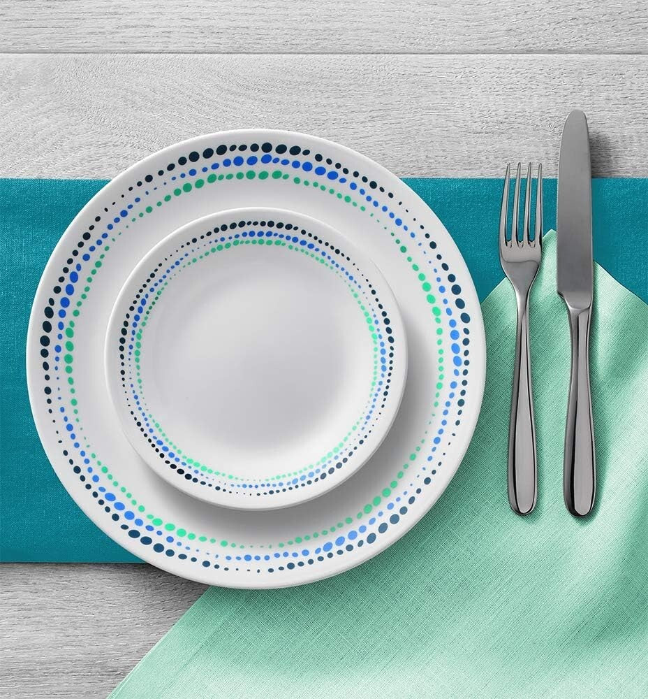 Classic Ocean Blue Dinnerware Set for 6 - Lightweight, Dishwasher Safe & Stylish