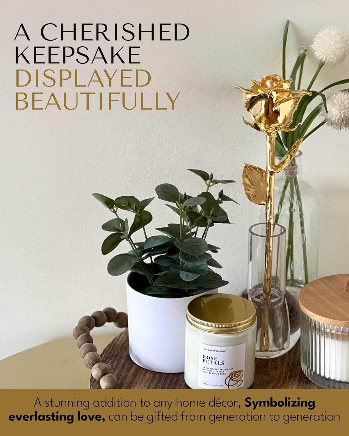 Elegant Leather Case with 24K Gold Dipped Real Rose - Perfect Keepsake Gift