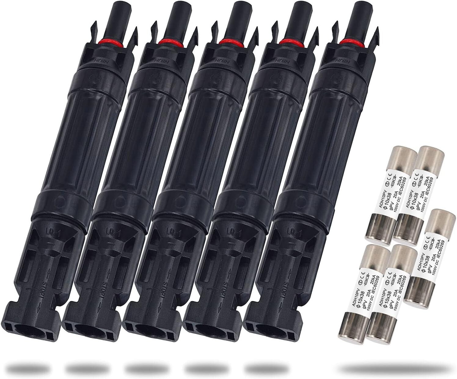 Durable 10A Solar Fuse Connector Set - Male & Female Inline Connection, 5 pcs
