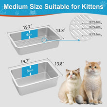 Load image into Gallery viewer, Medium Stainless Steel Sifting Litter Pan for Small Cats - Easy Clean Design